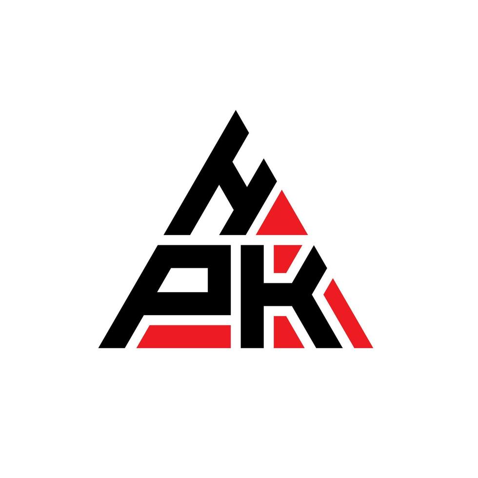 création de logo de lettre triangle hpk avec forme de triangle. monogramme de conception de logo triangle hpk. modèle de logo vectoriel triangle hpk avec couleur rouge. logo triangulaire hpk logo simple, élégant et luxueux.