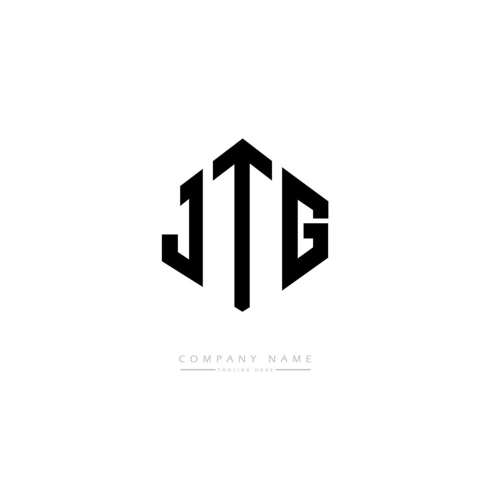 création de logo de lettre jtg avec forme de polygone. création de logo en forme de polygone et de cube jtg. modèle de logo vectoriel jtg hexagone couleurs blanches et noires. monogramme jtg, logo d'entreprise et immobilier.