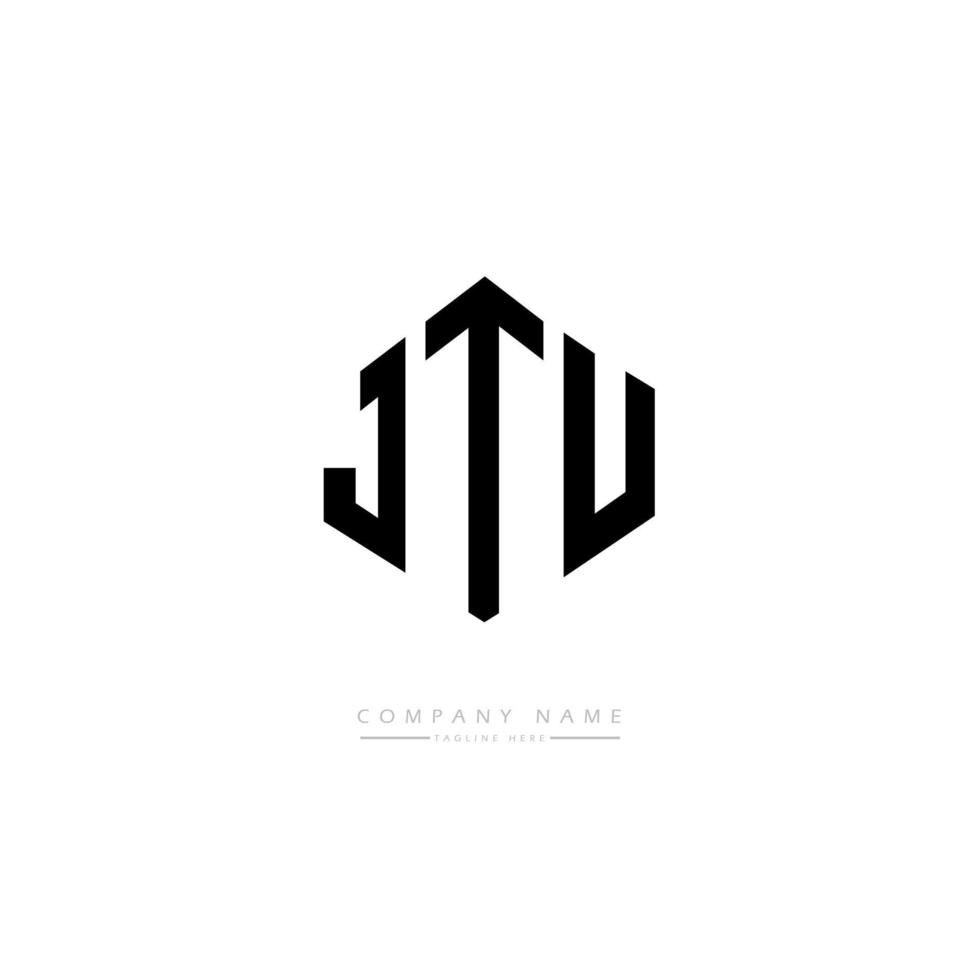 création de logo de lettre jtu avec forme de polygone. création de logo en forme de polygone et de cube jtu. modèle de logo vectoriel jtu hexagone couleurs blanches et noires. monogramme jtu, logo d'entreprise et immobilier.