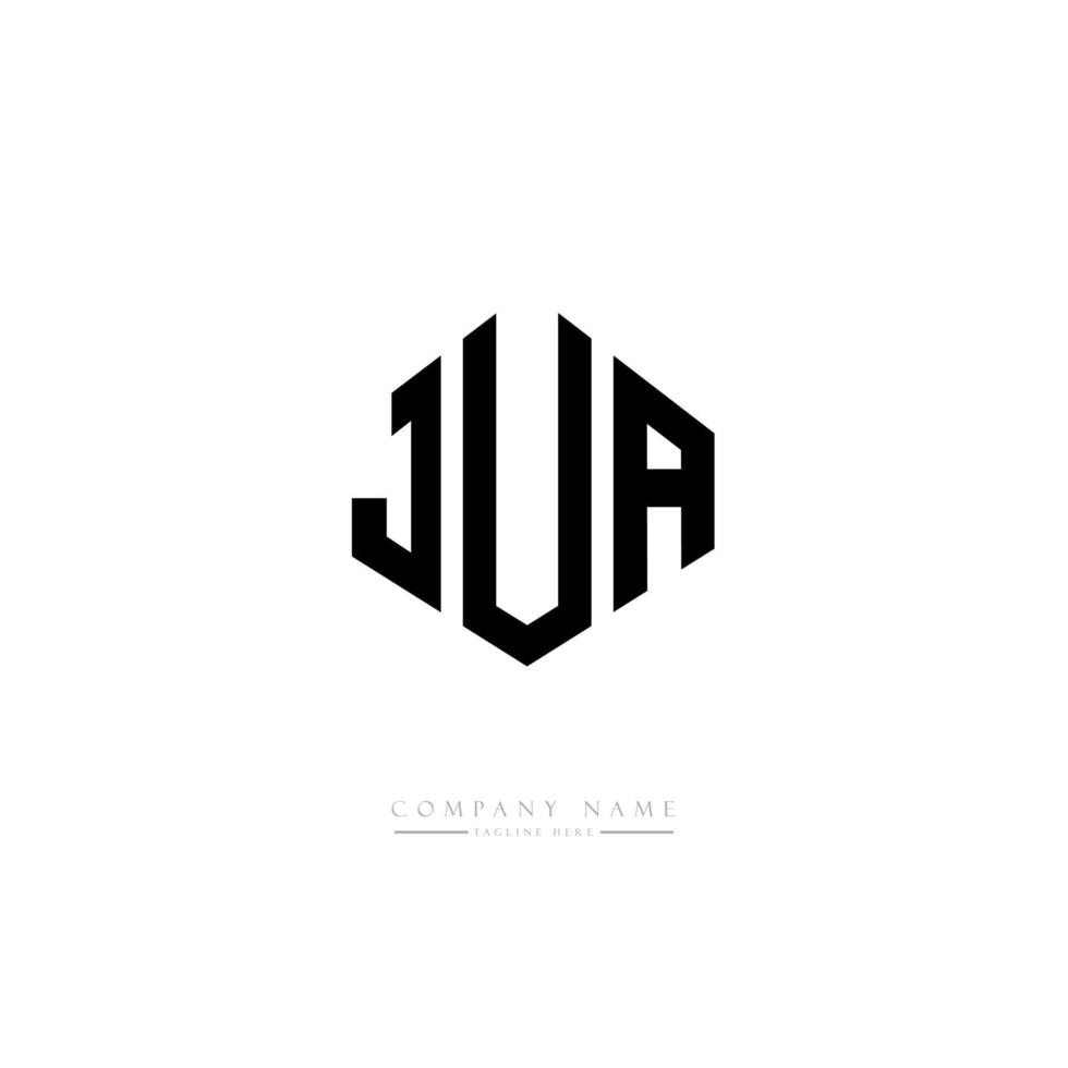 création de logo de lettre jua avec forme de polygone. création de logo en forme de polygone et de cube jua. modèle de logo vectoriel jua hexagone couleurs blanches et noires. monogramme jua, logo d'entreprise et immobilier.