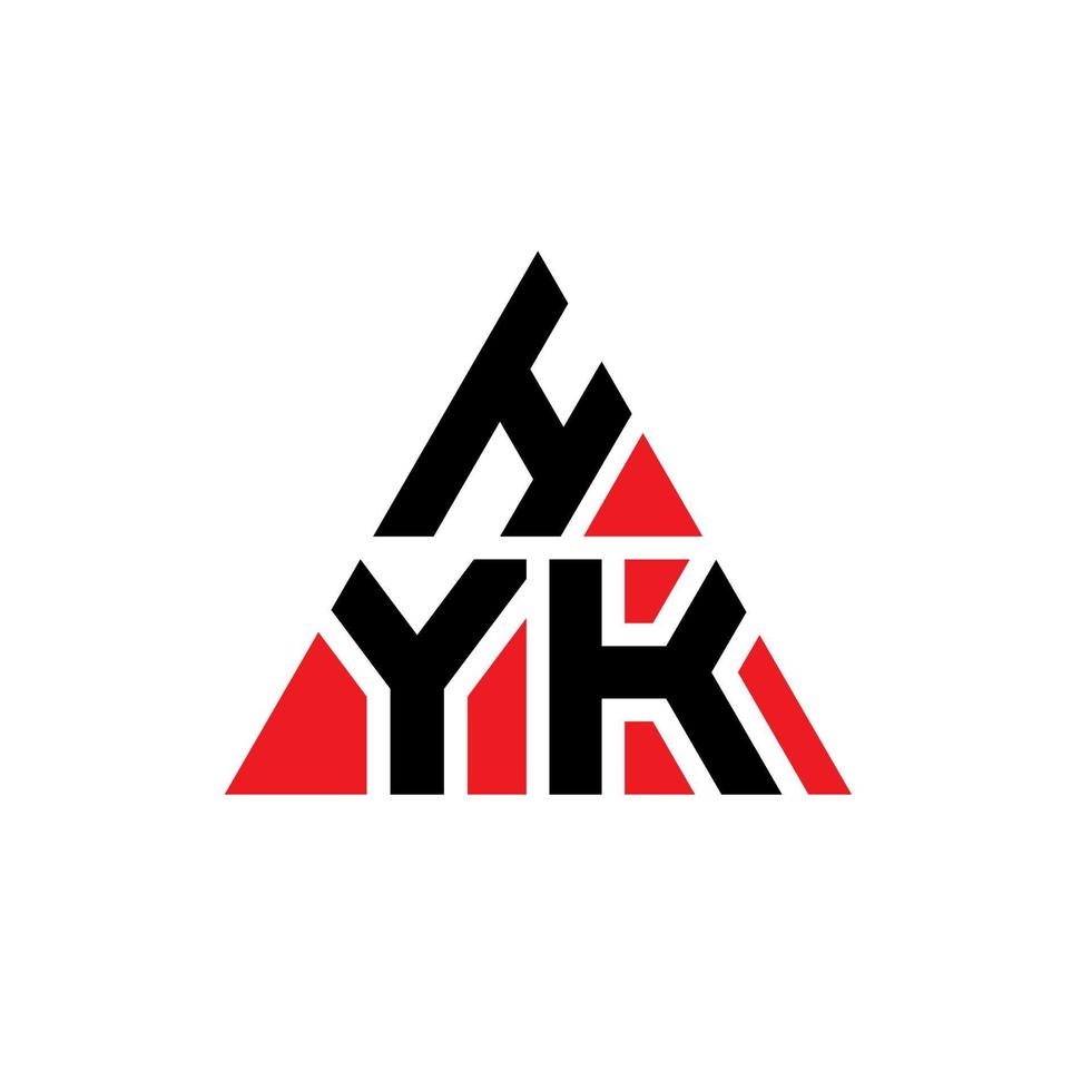 création de logo de lettre triangle hyk avec forme de triangle. monogramme de conception de logo triangle hyk. modèle de logo vectoriel triangle hyk avec couleur rouge. logo triangulaire hyk logo simple, élégant et luxueux.