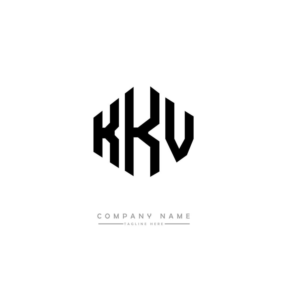 création de logo de lettre kkv avec forme de polygone. création de logo en forme de polygone et de cube kkv. modèle de logo vectoriel kkv hexagone couleurs blanches et noires. monogramme kkv, logo d'entreprise et immobilier.