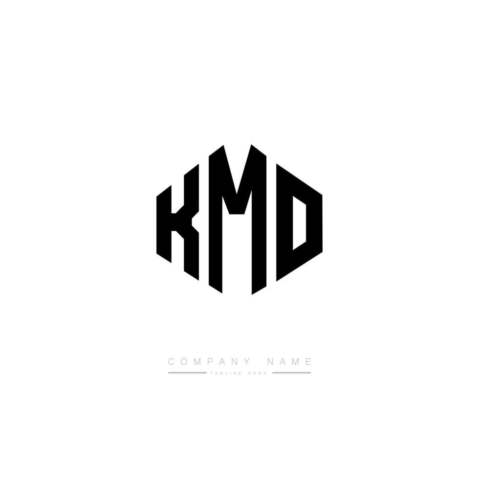 création de logo de lettre kmo avec forme de polygone. création de logo en forme de polygone et de cube kmo. modèle de logo vectoriel kmo hexagone couleurs blanches et noires. monogramme kmo, logo d'entreprise et immobilier.