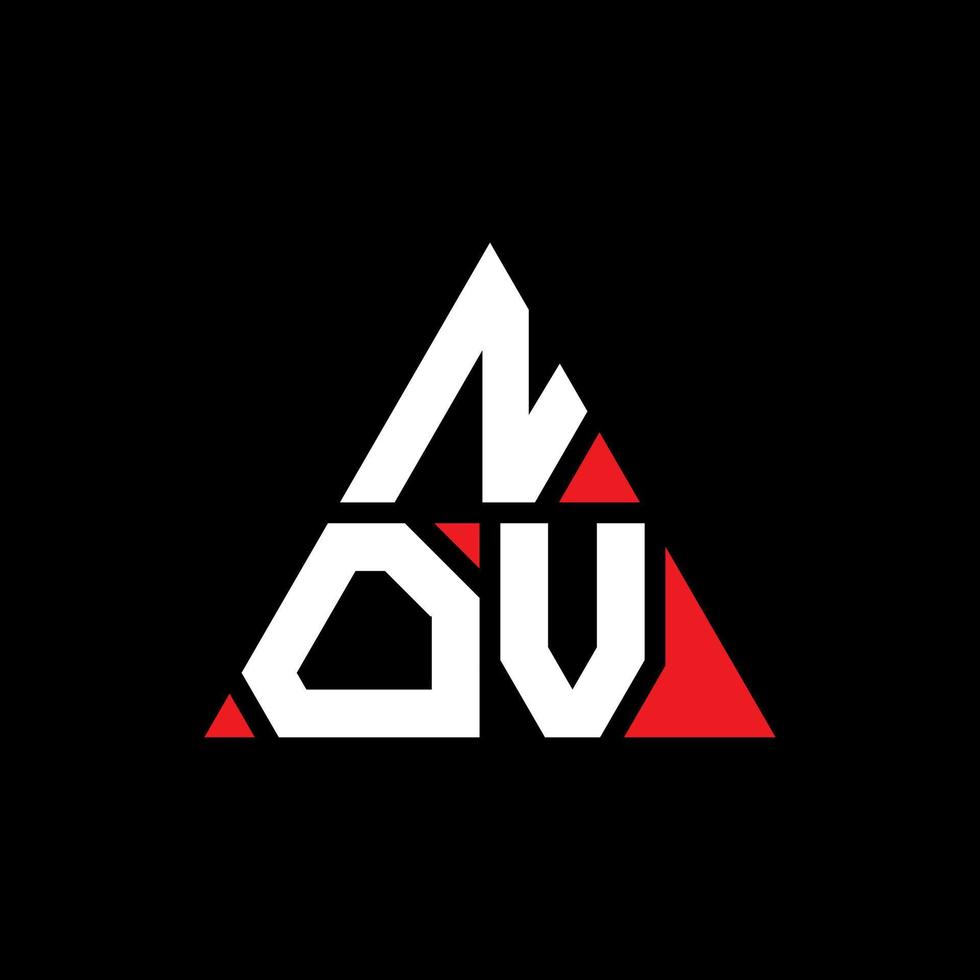 création de logo de lettre triangle nov avec forme de triangle. monogramme de conception de logo triangle nov. modèle de logo vectoriel triangle nov avec couleur rouge. nov logo triangulaire logo simple, élégant et luxueux.