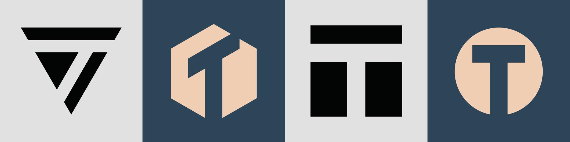 ensemble de conceptions de logo de lettres initiales simples créatives t. vecteur