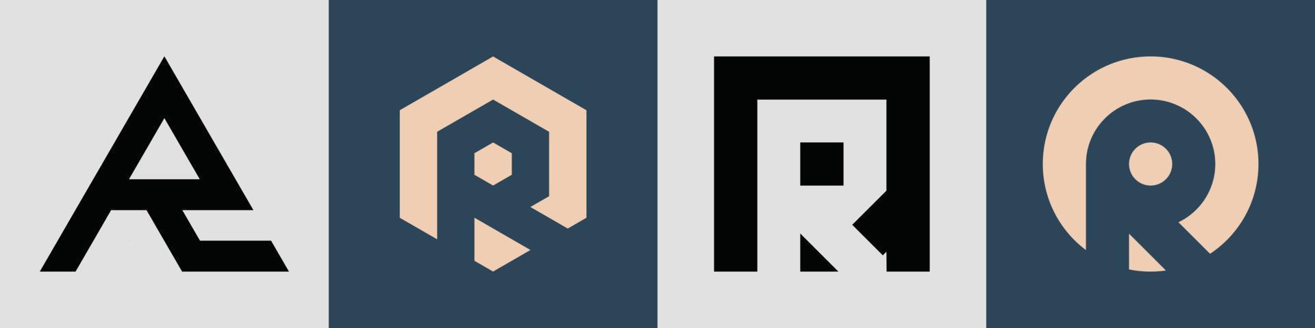 ensemble créatif de conceptions de logo de lettres initiales simples r. vecteur
