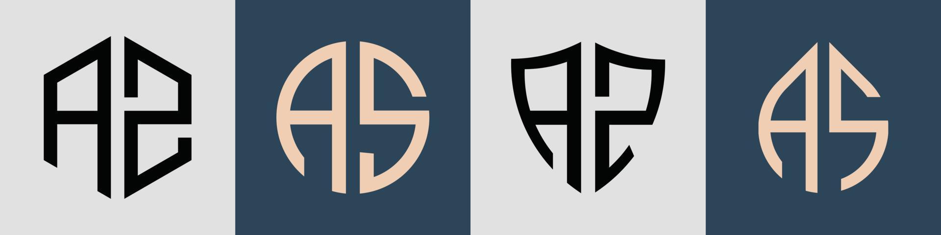 ensemble de conceptions de logo az de lettres initiales simples créatives. vecteur
