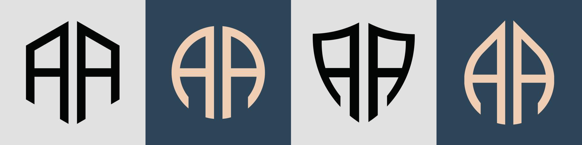 ensemble de conceptions de logo aa de lettres initiales simples créatives. vecteur