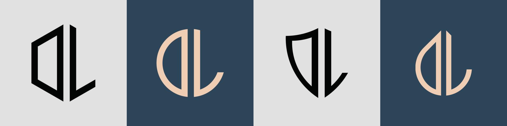 ensemble de conceptions de logo dl de lettres initiales simples créatives. vecteur