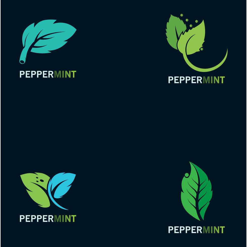 conception de concept d'inspiration logo feuille de menthe poivrée sur fond noir vecteur