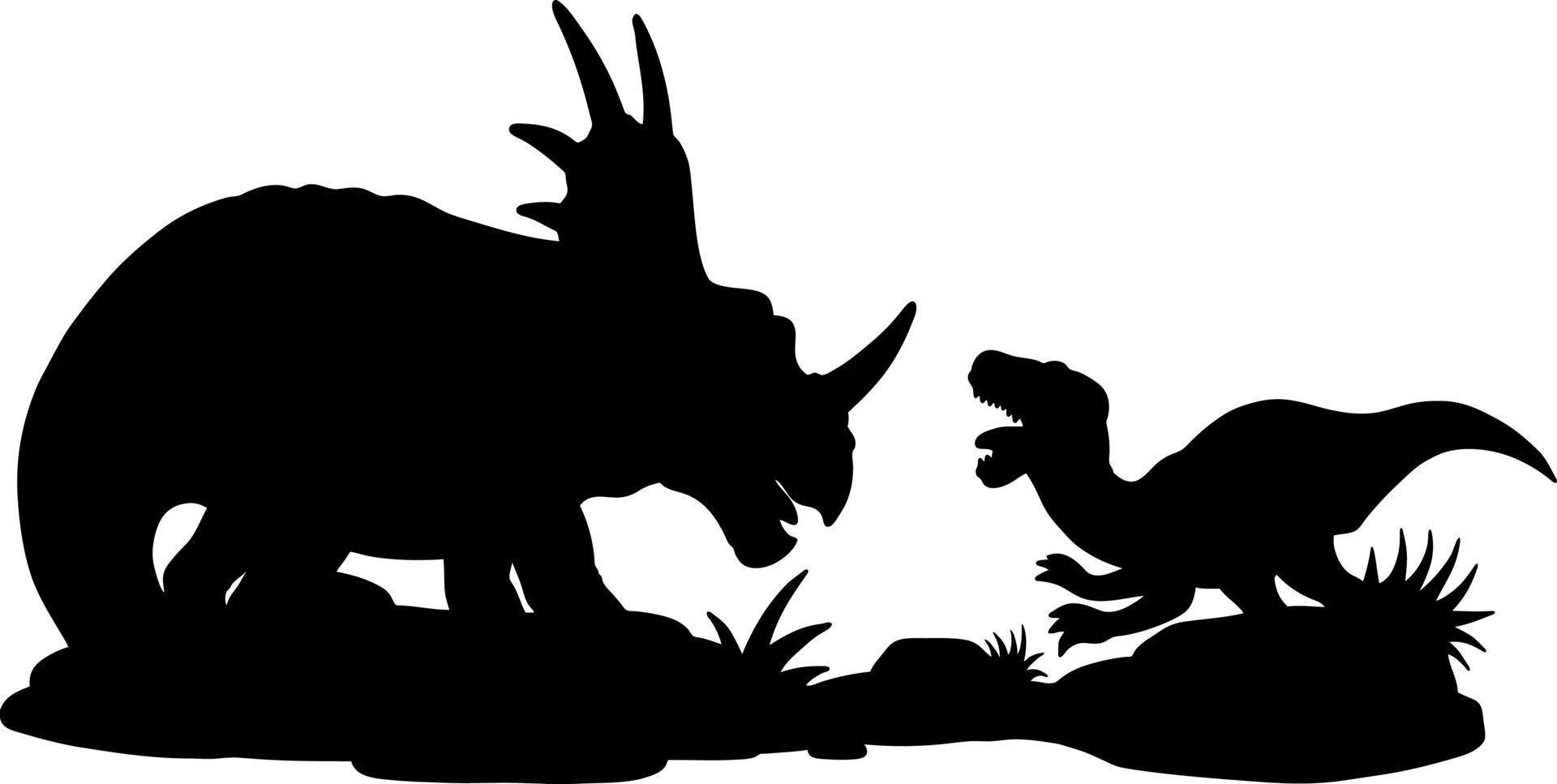 bataille de dinosaures, illustration de la silhouette vecteur