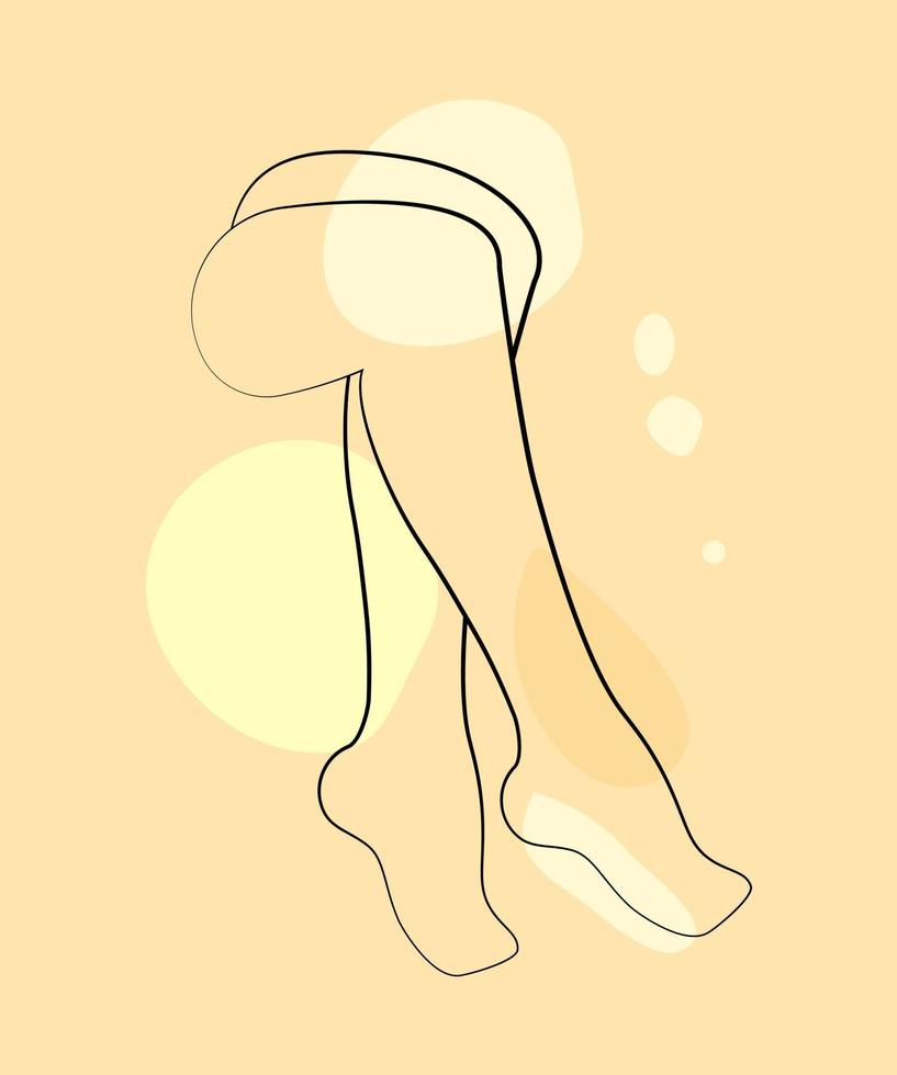 jambes lisses féminines. épilation. épilation au laser et à la cire. illustration vectorielle de pieds élégants dans un style minimaliste branché. logo linéaire pour studio de beauté ou salon de sucre. concept de soins de la peau. vecteur