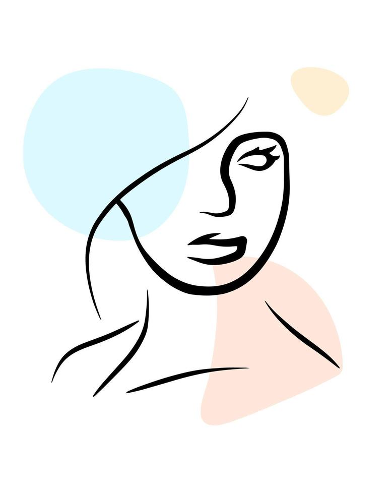 contour abstrait collection d'affiches de visage de femme. illustration vectorielle simple dessinée à la main. impression de beauté de mode. portrait d'art en ligne. vecteur