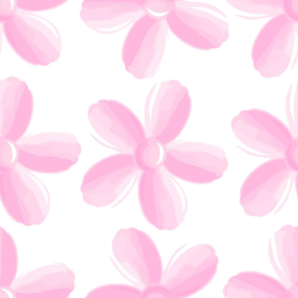 motif floral sans soudure isolé sur fond blanc. fleur de vecteur rose, illustration pastel de dessin animé. modèle d'impression de tissu, conception de papier peint ou de papier d'emballage.