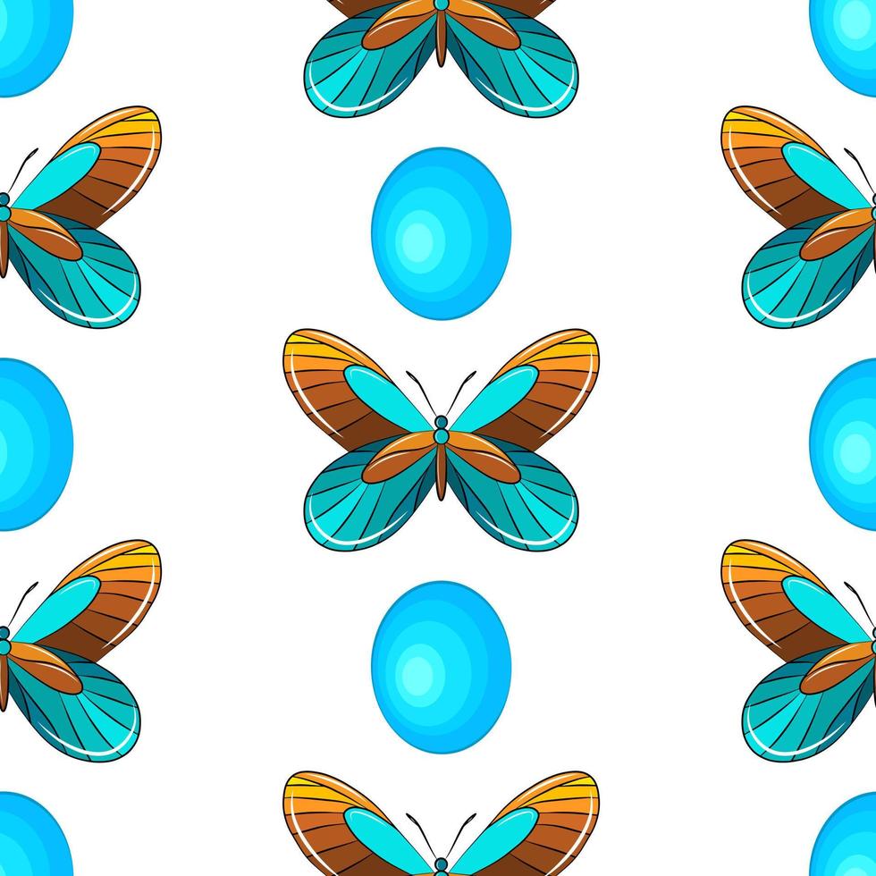 dessin animé papillon bleu coloré motif transparent isolé sur fond blanc. modèle d'impression de tissu de vecteur de pépinière. beau fond d'écran d'ailes d'insectes.