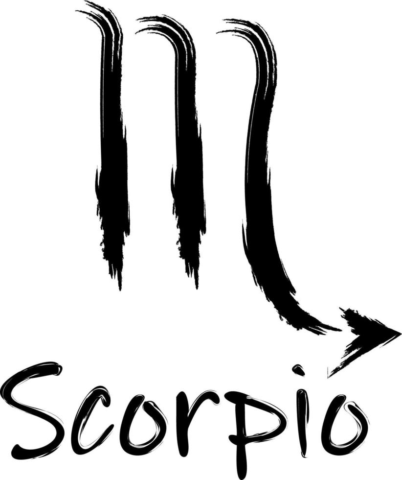 Scorpion. signes du zodiaque pinceau peint. vecteur
