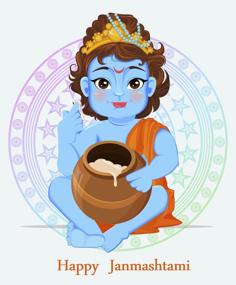 joyeux janmashtami. célébrer la naissance de krishna vecteur