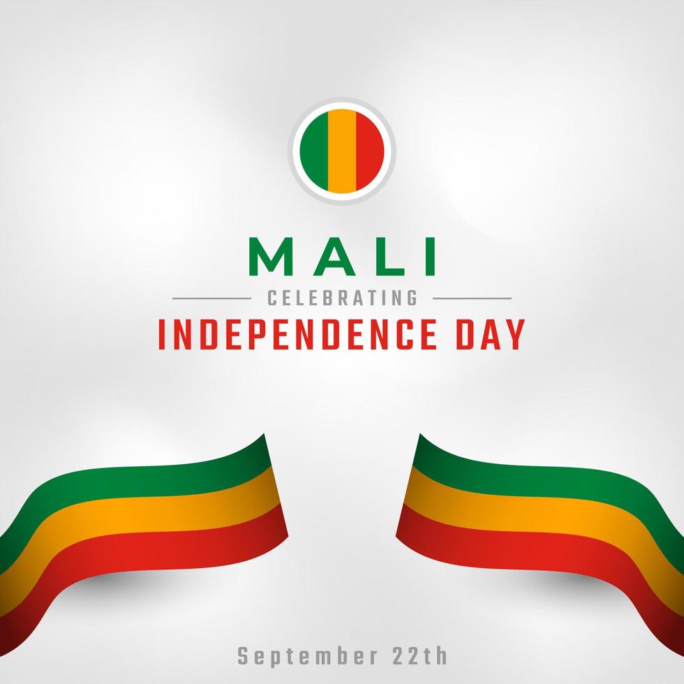 joyeux jour de l'indépendance du mali 22 septembre illustration de conception vectorielle de célébration. modèle d'affiche, de bannière, de publicité, de carte de voeux ou d'élément de conception d'impression vecteur