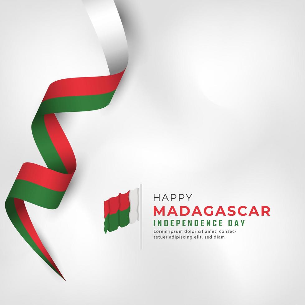 joyeux jour de l'indépendance de madagascar illustration de conception vectorielle de célébration du 26 juin. modèle d'affiche, de bannière, de publicité, de carte de voeux ou d'élément de conception d'impression vecteur