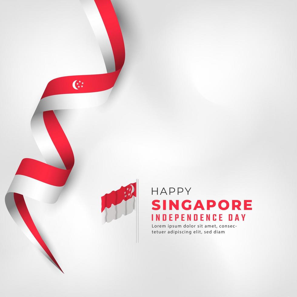joyeux jour de l'indépendance de singapour 9 août illustration de conception vectorielle de célébration. modèle d'affiche, de bannière, de publicité, de carte de voeux ou d'élément de conception d'impression vecteur