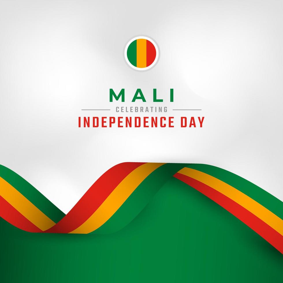 joyeux jour de l'indépendance du mali 22 septembre illustration de conception vectorielle de célébration. modèle d'affiche, de bannière, de publicité, de carte de voeux ou d'élément de conception d'impression vecteur