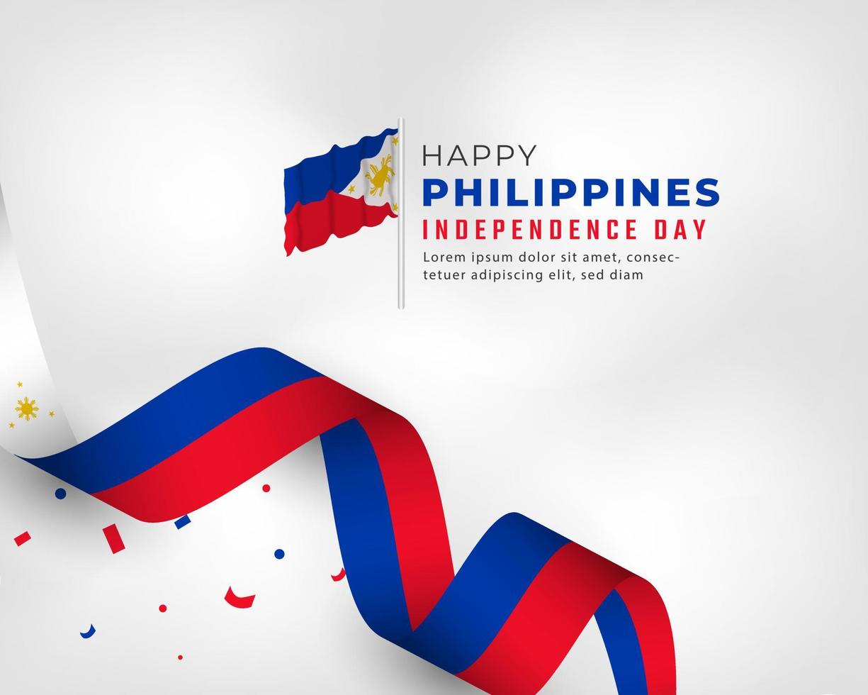 joyeux jour de l'indépendance des philippines 12 juin illustration de conception vectorielle de célébration. modèle d'affiche, de bannière, de publicité, de carte de voeux ou d'élément de conception d'impression vecteur