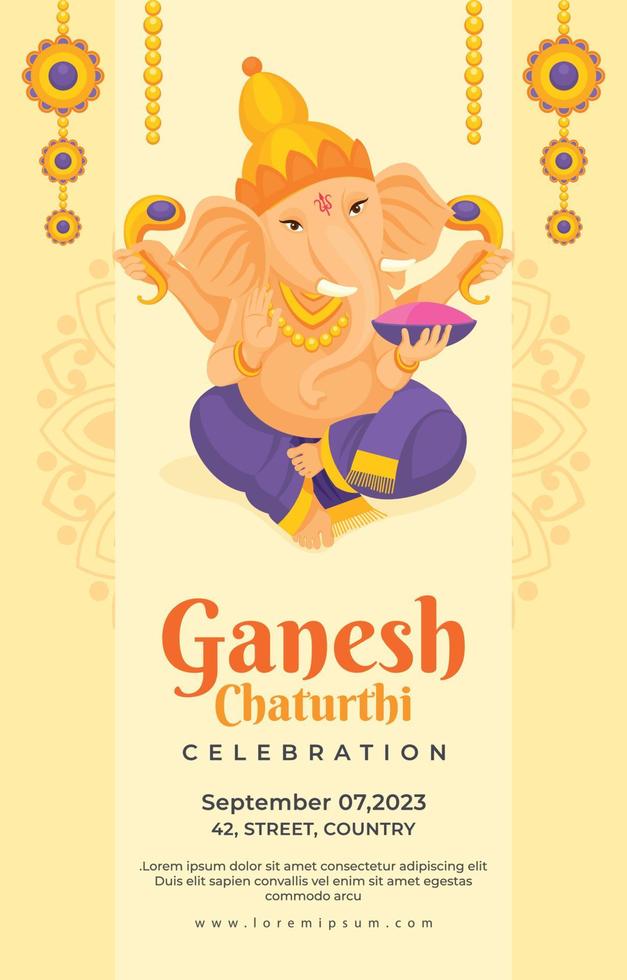 modèle d'affiche de ganesh chaturthi vecteur