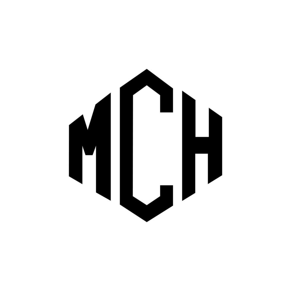création de logo de lettre mch avec forme de polygone. création de logo en forme de polygone et de cube mch. modèle de logo vectoriel mch hexagone couleurs blanches et noires. monogramme mch, logo d'entreprise et immobilier.