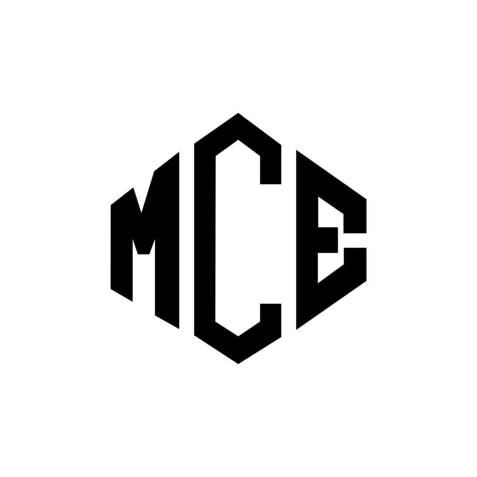 création de logo de lettre mce avec forme de polygone. création de logo en forme de polygone et de cube mce. modèle de logo vectoriel hexagone mce couleurs blanches et noires. monogramme mce, logo d'entreprise et immobilier.