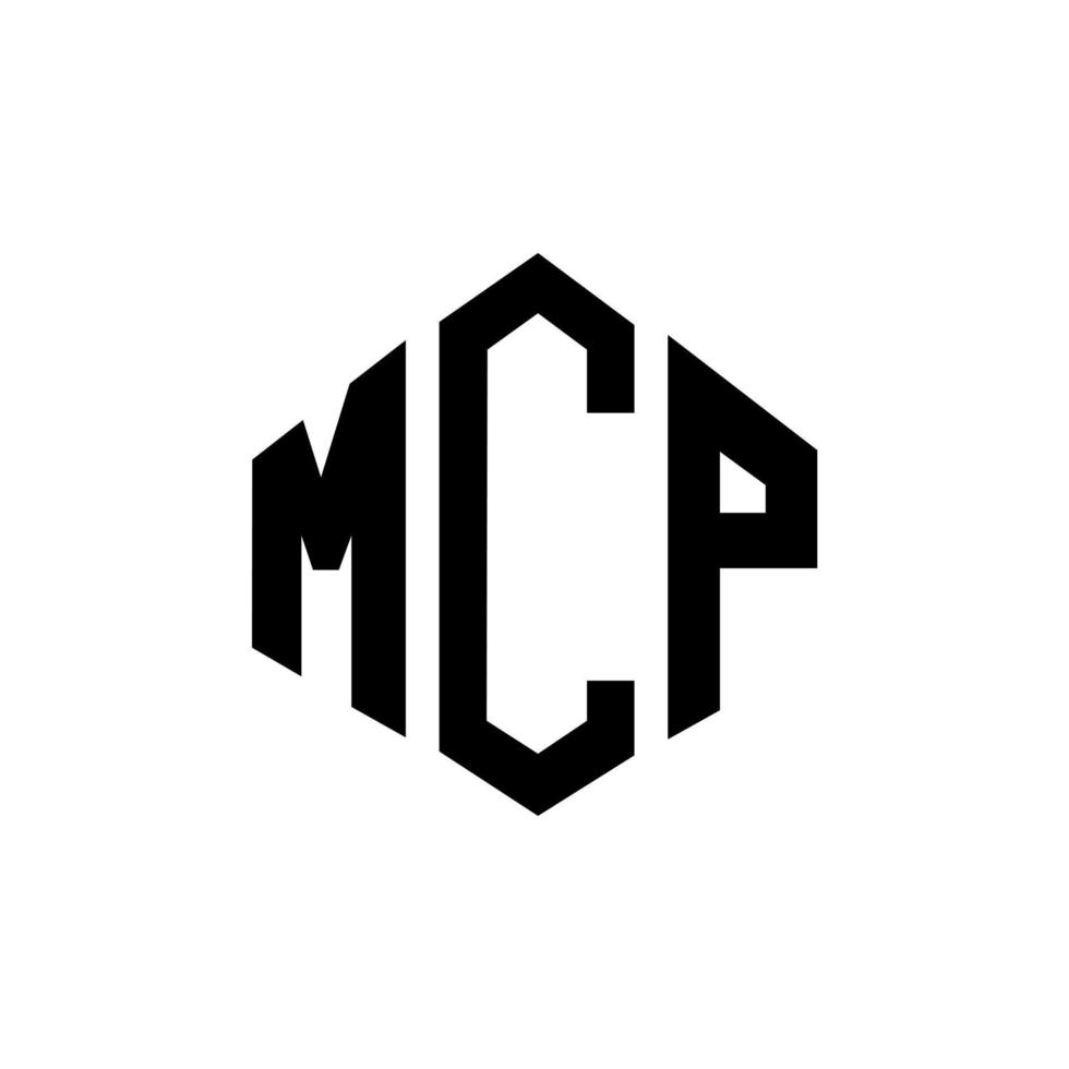 création de logo de lettre mcp avec forme de polygone. création de logo en forme de polygone et de cube mcp. modèle de logo vectoriel hexagone mcp couleurs blanches et noires. monogramme mcp, logo commercial et immobilier.