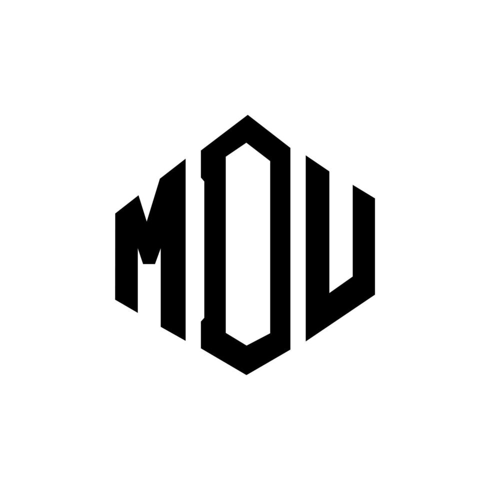 création de logo de lettre mdu avec forme de polygone. création de logo en forme de polygone et de cube mdu. modèle de logo vectoriel mdu hexagone couleurs blanches et noires. monogramme mdu, logo commercial et immobilier.