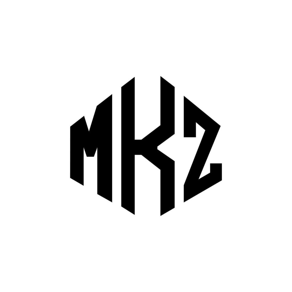 création de logo de lettre mkz avec forme de polygone. création de logo en forme de polygone et de cube mkz. modèle de logo vectoriel mkz hexagone couleurs blanches et noires. monogramme mkz, logo d'entreprise et immobilier.