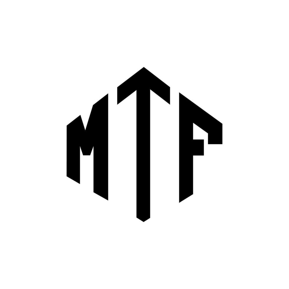 création de logo de lettre mtf avec forme de polygone. création de logo en forme de polygone et de cube mtf. modèle de logo vectoriel hexagone mtf couleurs blanches et noires. monogramme mtf, logo d'entreprise et immobilier.