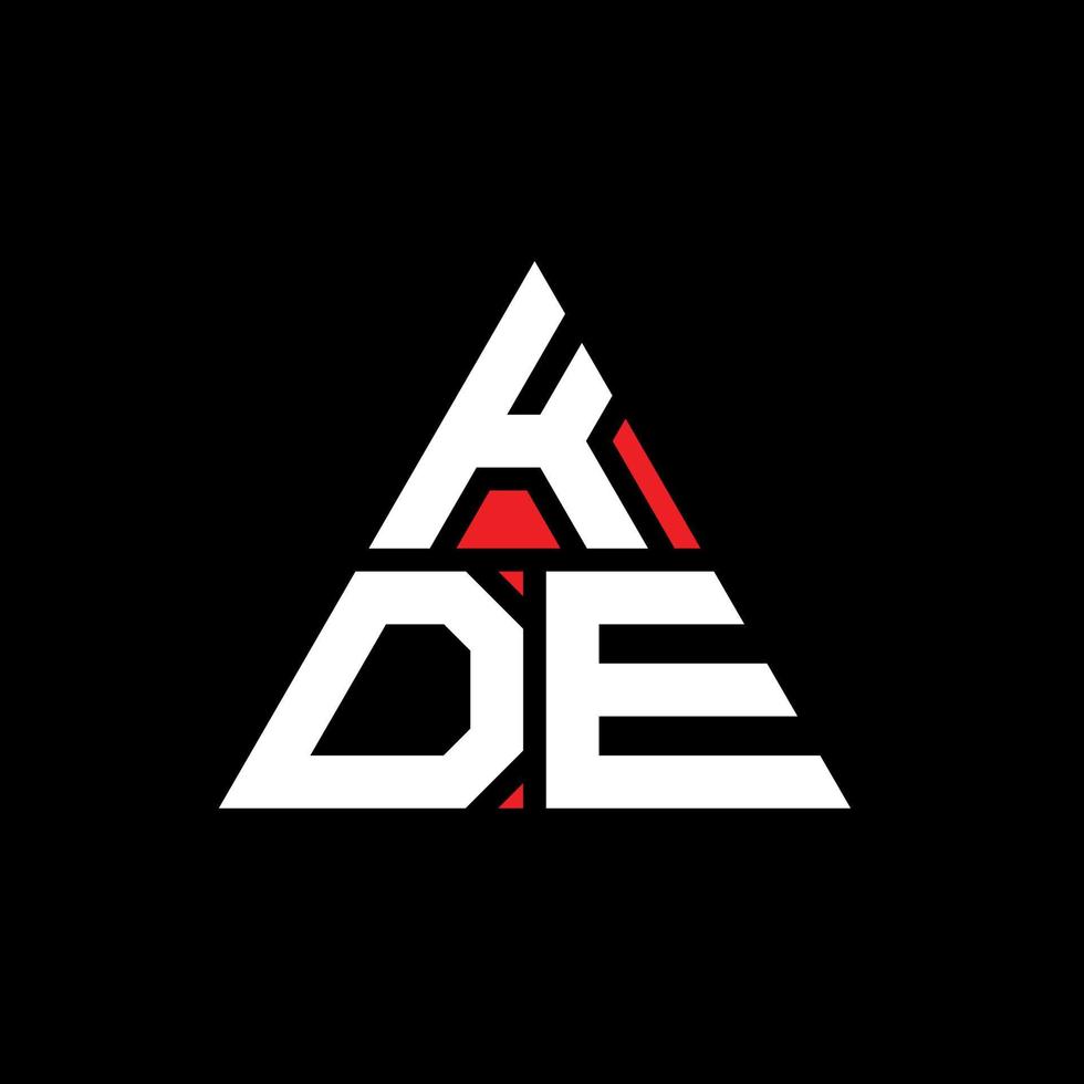 création de logo de lettre triangle kde avec forme de triangle. monogramme de conception de logo triangle kde. modèle de logo vectoriel triangle kde avec couleur rouge. logo triangulaire kde logo simple, élégant et luxueux.