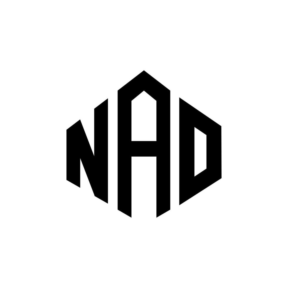 création de logo de lettre nao avec forme de polygone. création de logo en forme de polygone et de cube nao. modèle de logo vectoriel nao hexagone couleurs blanches et noires. monogramme nao, logo d'entreprise et immobilier.