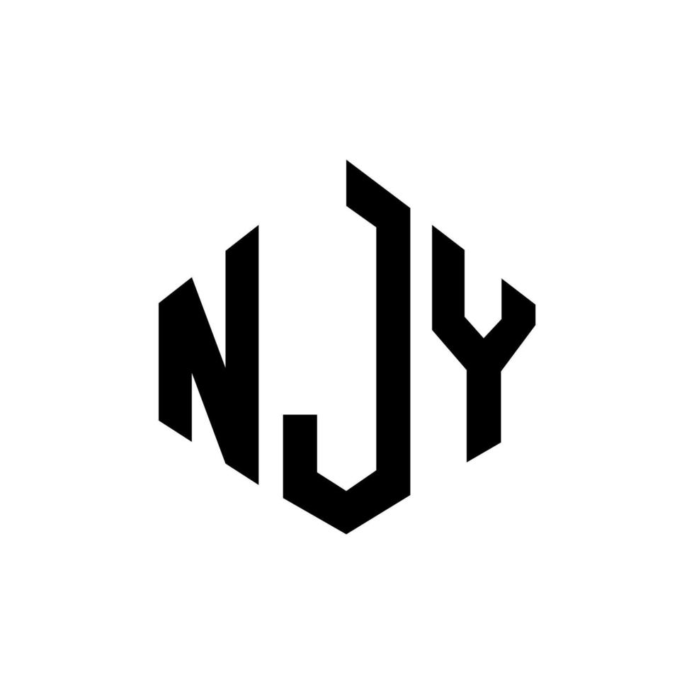 création de logo de lettre njy avec forme de polygone. création de logo en forme de polygone et de cube njy. modèle de logo vectoriel njy hexagone couleurs blanches et noires. monogramme njy, logo d'entreprise et immobilier.