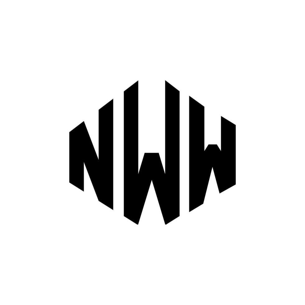 création de logo de lettre nww avec forme de polygone. création de logo en forme de polygone et de cube nww. modèle de logo vectoriel nww hexagone couleurs blanches et noires. monogramme nww, logo d'entreprise et immobilier.