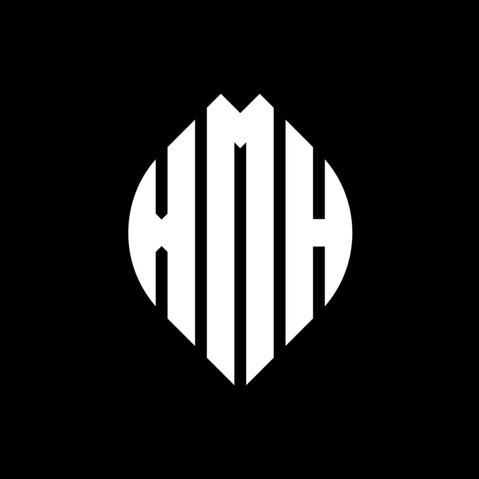 création de logo de lettre de cercle xmh avec forme de cercle et d'ellipse. lettres d'ellipse xmh avec style typographique. les trois initiales forment un logo circulaire. xmh cercle emblème abstrait monogramme lettre marque vecteur. vecteur