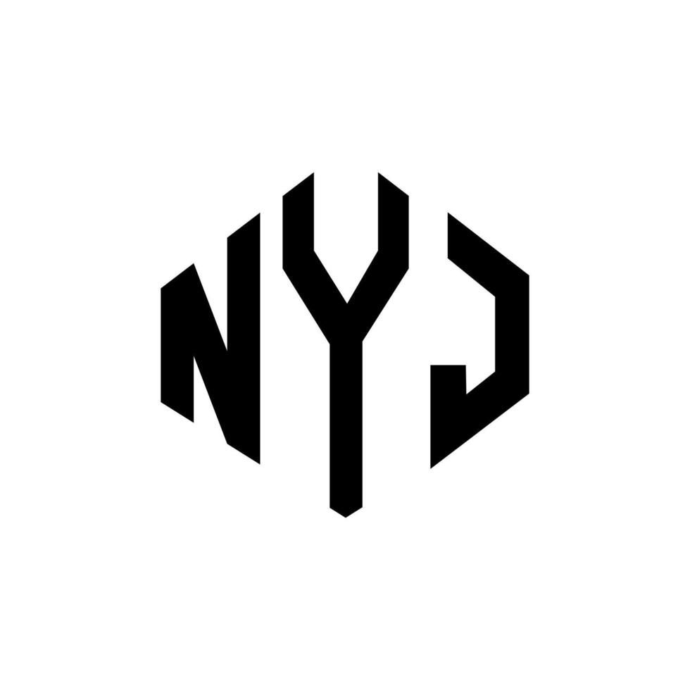création de logo de lettre nyj avec forme de polygone. création de logo en forme de polygone et de cube nyj. modèle de logo vectoriel nyj hexagone couleurs blanches et noires. monogramme nyj, logo d'entreprise et immobilier.