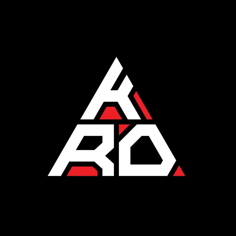 création de logo de lettre kro triangle avec forme de triangle. monogramme de conception de logo triangle kro. modèle de logo vectoriel triangle kro avec couleur rouge. logo triangulaire kro logo simple, élégant et luxueux.