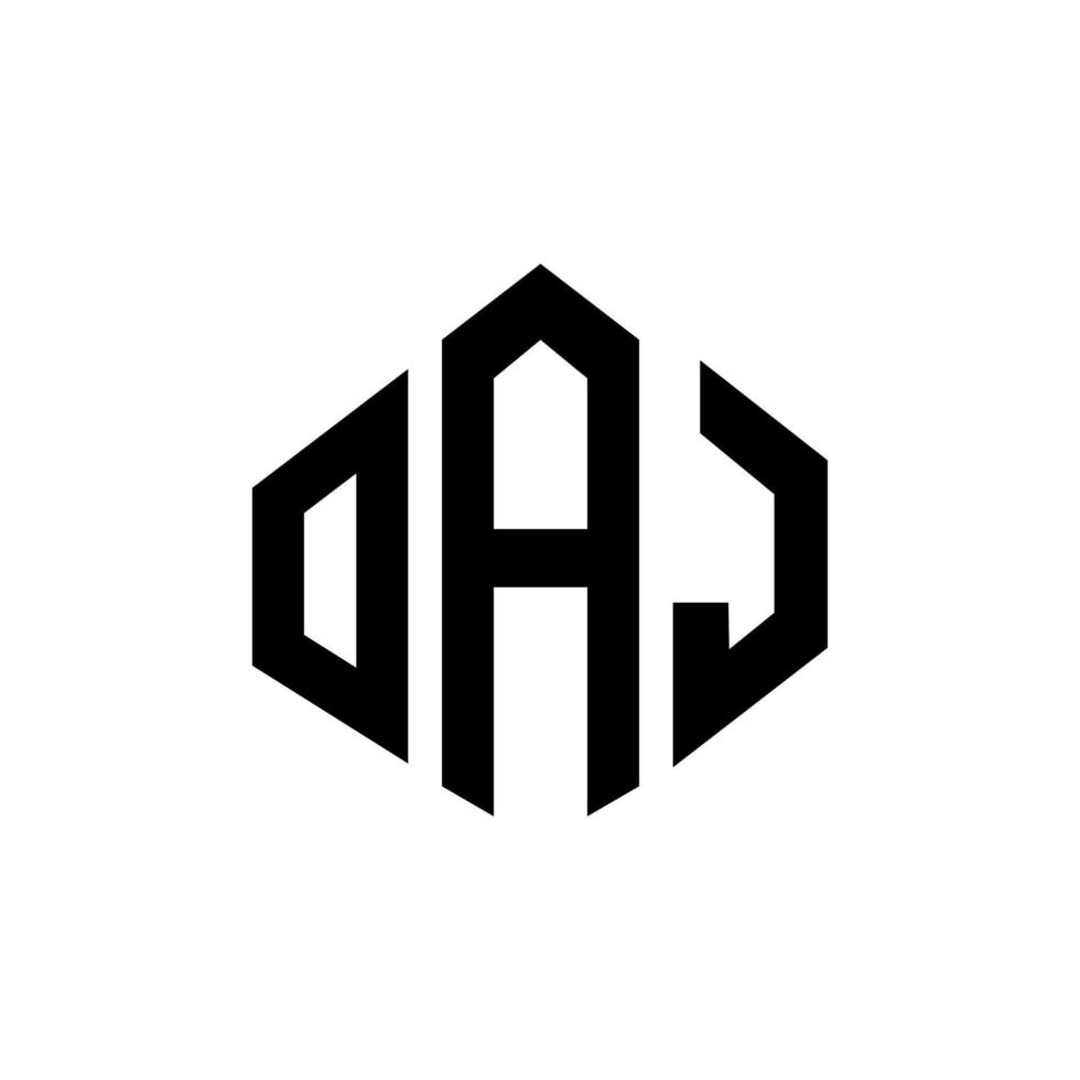création de logo de lettre oaj avec forme de polygone. création de logo en forme de polygone et de cube oaj. modèle de logo vectoriel oaj hexagone couleurs blanches et noires. monogramme oaj, logo d'entreprise et immobilier.