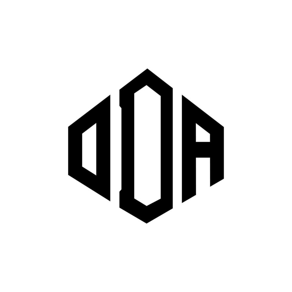 création de logo de lettre oda avec forme de polygone. création de logo en forme de polygone et de cube oda. modèle de logo vectoriel oda hexagone couleurs blanches et noires. monogramme oda, logo d'entreprise et immobilier.