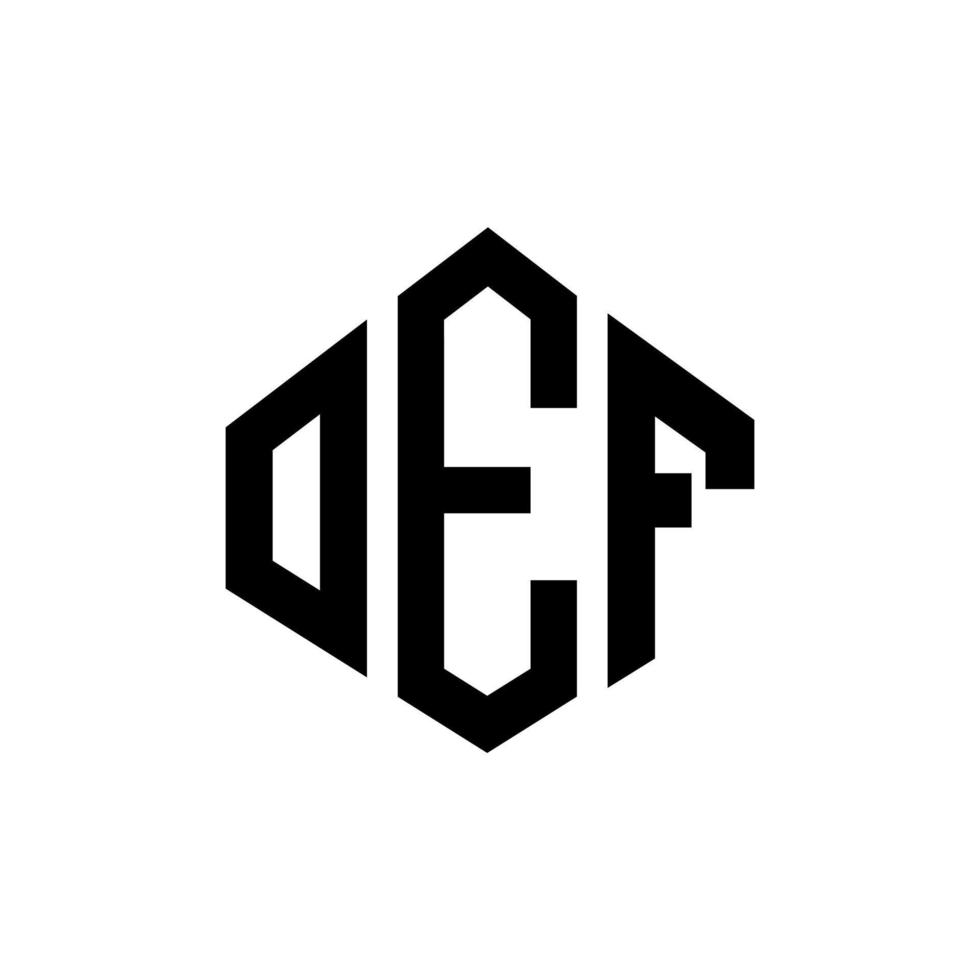 création de logo de lettre oef avec forme de polygone. création de logo en forme de polygone et de cube oef. modèle de logo vectoriel oef hexagone couleurs blanches et noires. monogramme oef, logo d'entreprise et immobilier.