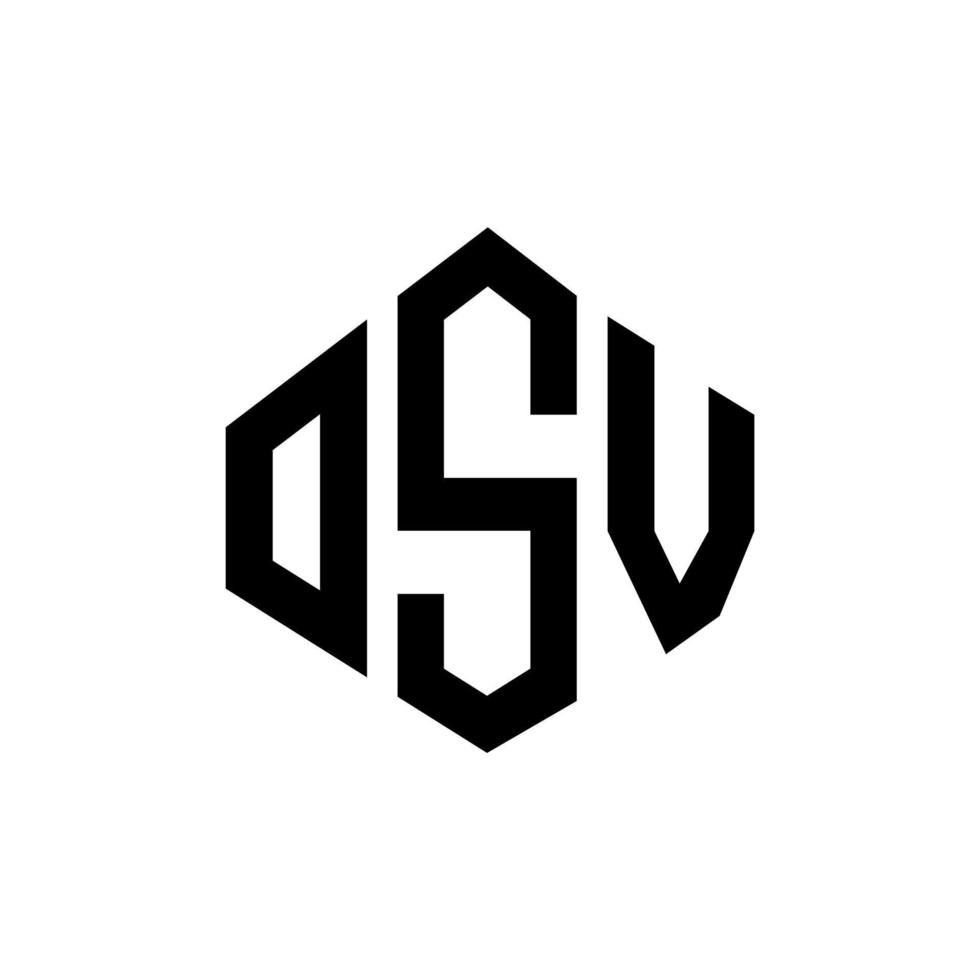 création de logo de lettre osv avec forme de polygone. création de logo en forme de polygone et de cube osv. modèle de logo vectoriel hexagone osv couleurs blanches et noires. monogramme osv, logo d'entreprise et immobilier.
