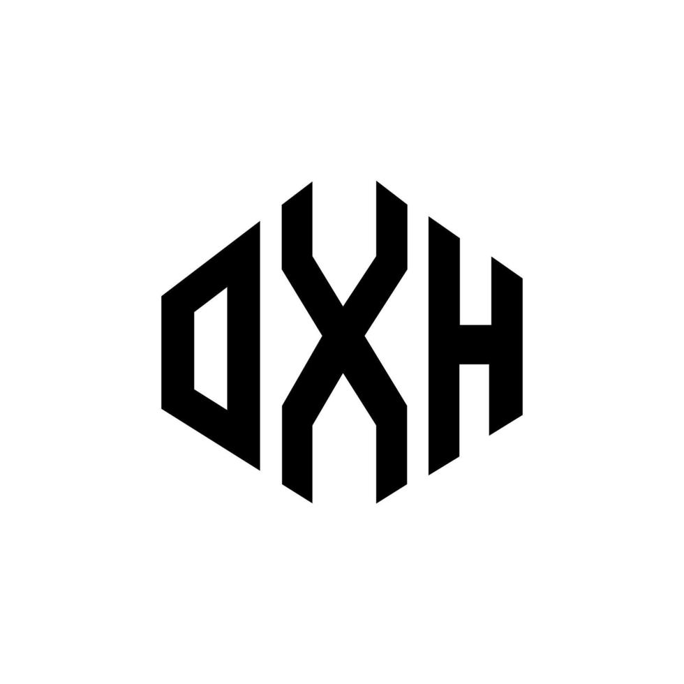 création de logo de lettre oxh avec forme de polygone. création de logo en forme de polygone et de cube oxh. modèle de logo vectoriel oxh hexagone couleurs blanches et noires. monogramme oxh, logo d'entreprise et immobilier.