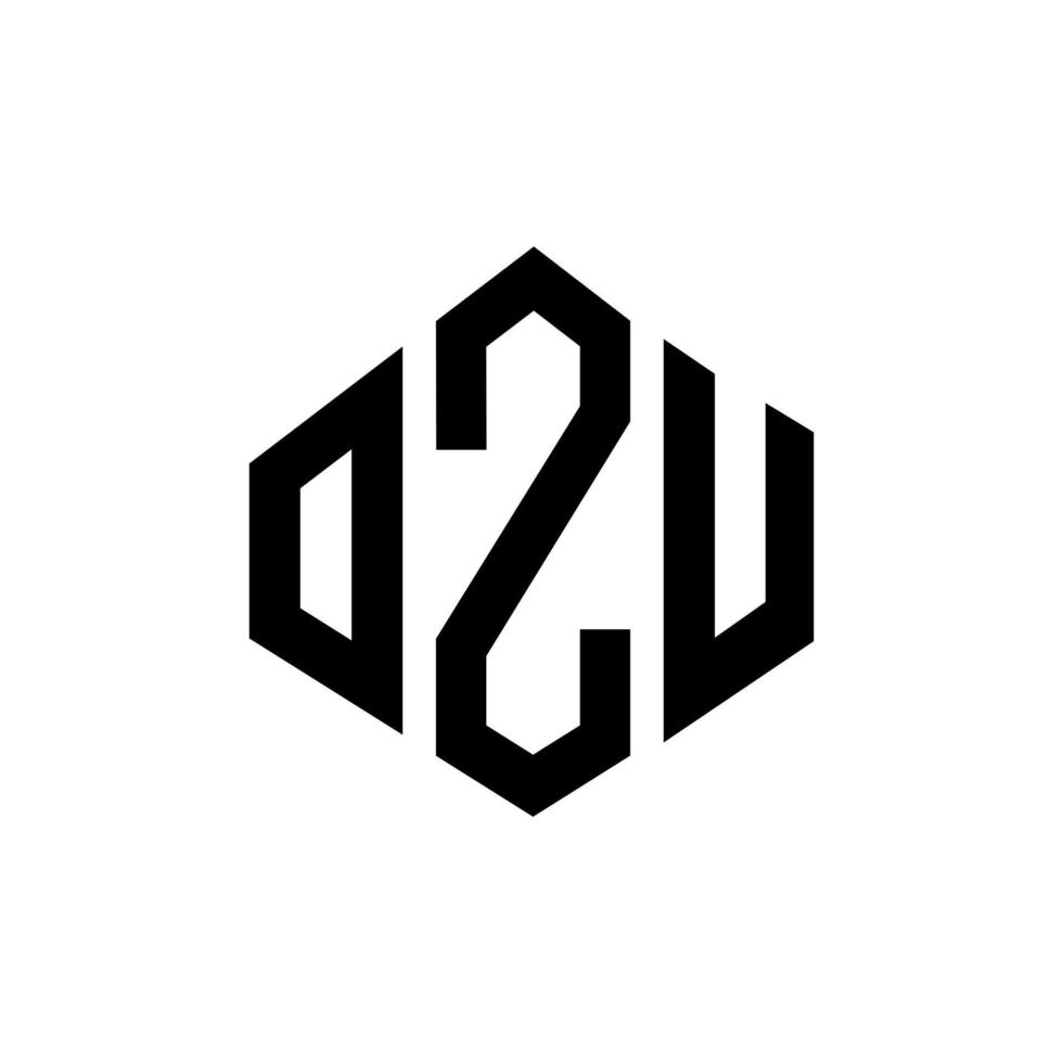 création de logo de lettre ozu avec forme de polygone. création de logo en forme de polygone et de cube ozu. modèle de logo vectoriel ozu hexagone couleurs blanches et noires. monogramme ozu, logo d'entreprise et immobilier.