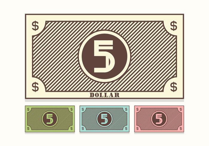 Free Retro 5 Dollar Bill Vector