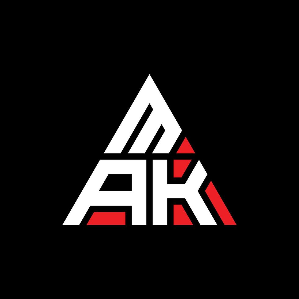 création de logo de lettre mak triangle avec forme de triangle. monogramme de conception de logo triangle mak. modèle de logo vectoriel triangle mak avec couleur rouge. mak logo triangulaire logo simple, élégant et luxueux.
