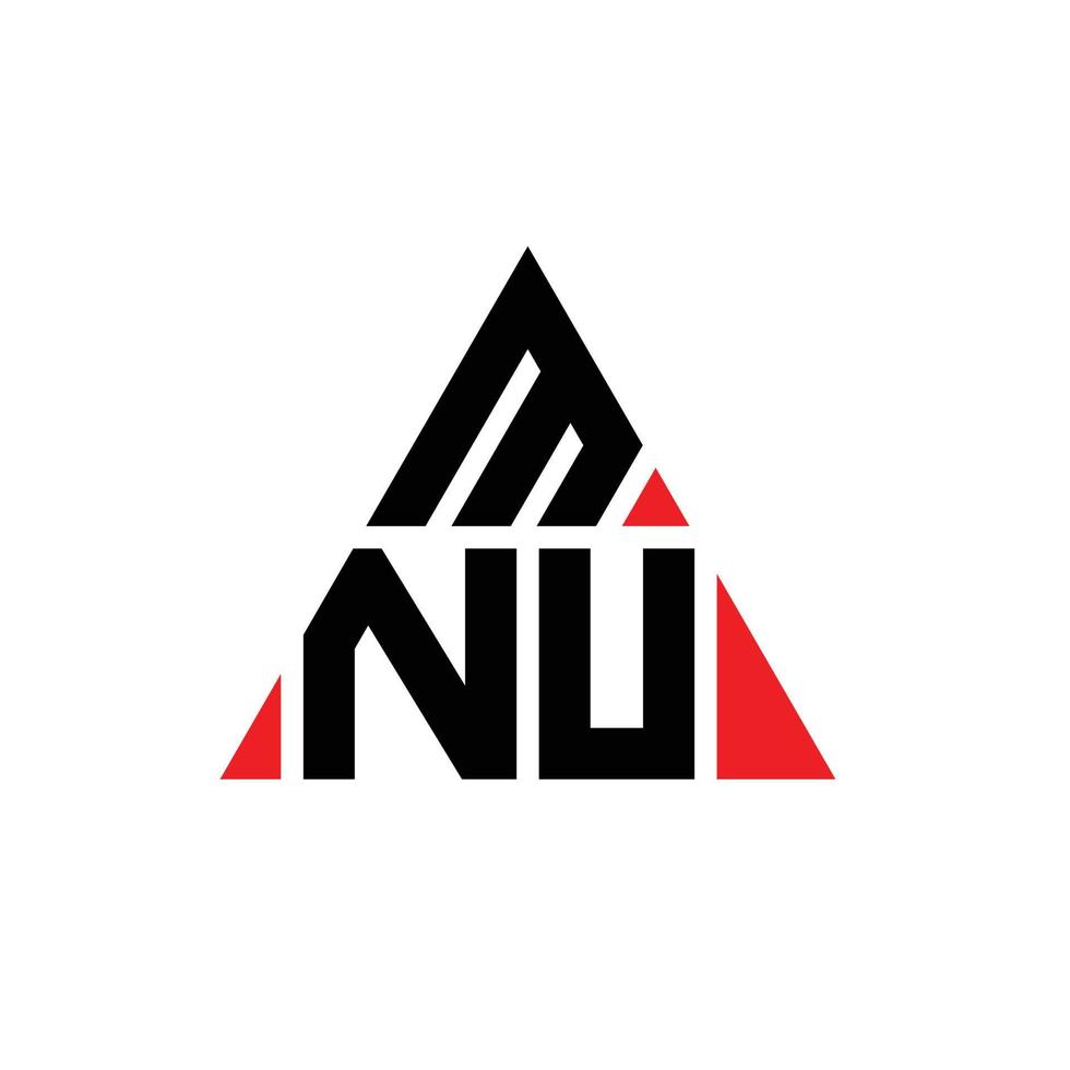création de logo de lettre triangle mnu avec forme de triangle. monogramme de conception de logo triangle mnu. modèle de logo vectoriel triangle mnu avec couleur rouge. logo triangulaire mnu logo simple, élégant et luxueux.