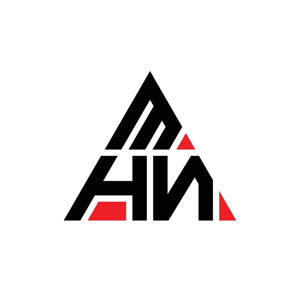 création de logo de lettre triangle mhn avec forme de triangle. monogramme de conception de logo triangle mhn. modèle de logo vectoriel triangle mhn avec couleur rouge. logo triangulaire mhn logo simple, élégant et luxueux.